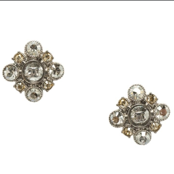 Chanel Holiday 2012 Silver Tone and Rinestone Earings with Centered CC Logo - Picture 3 of 7